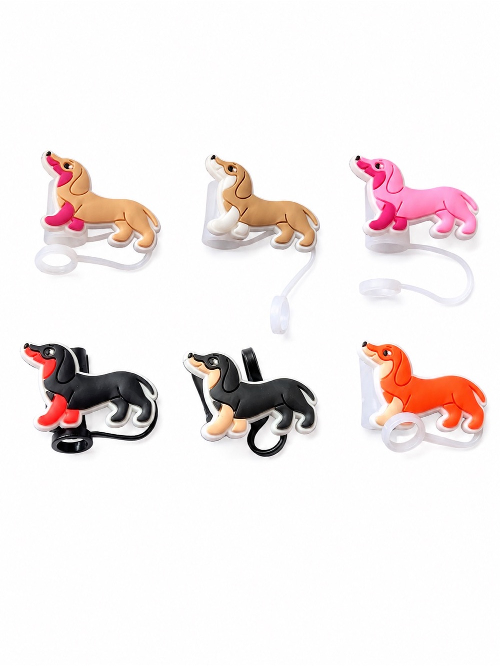 🐶✨ Dachshund Straw Topper / Straw Protector Set of 6 – Brand New ✨🐶